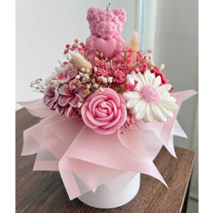 Bouquete pequeño con oso rosa