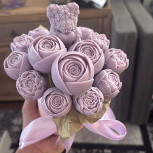 Bouquete en lila con oso